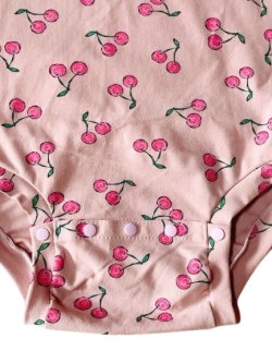Photo3: Adult Baby Onesie cherry pattern short sleeves