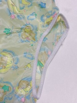 Photo2: Adult Baby waterproof Pant (PVC) Bear and Moon Pattern Yellow 