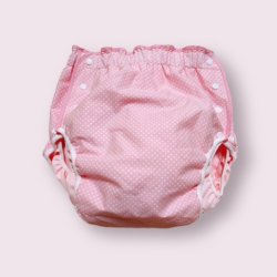 Photo1: Adult baby diaper cover with polka dots fabric polyurethane waterproof XXL