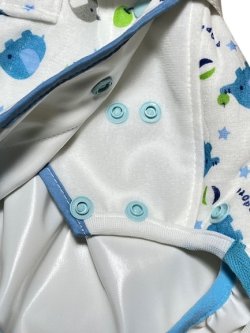 Photo3: Adult baby diaper cover elephant pattern  polyurethane waterproof / waist strap foot strap 
