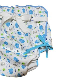 Photo2: Adult baby diaper cover elephant pattern  polyurethane waterproof / waist strap foot strap 
