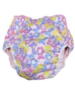 Photo1: Adult Diaper Cover Teddy Bear Pattern Polyurethane Waterproof Pink