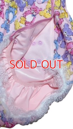 Photo5: Adult baby diaper cover teddy bear pattern polyurethane waterproof pink /lace　5L only