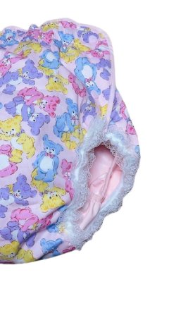 Photo4: Adult Diaper Cover Teddy Bear Pattern Polyurethane Waterproof Pink /Lace
