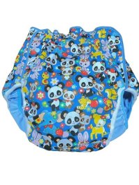 Adult Diaper Cover Panda Animal Pattern Polyurethane Waterproof Blue