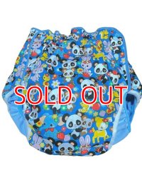 Adult baby diaper cover panda  pattern polyurethane waterproof blue