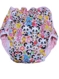 Adult Diaper Cover Panda Animal Pattern Polyurethane Waterproof Pink 