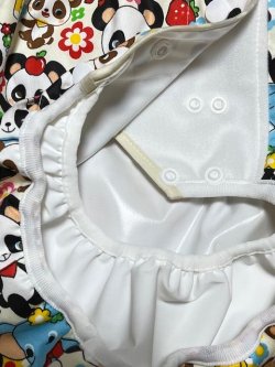 Photo4: Adult Diaper Cover Panda Animal Pattern Polyurethane Waterproof White /Lace on Hip