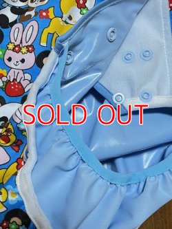 Photo3: Adult baby diaper cover panda  pattern polyurethane waterproof blue