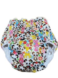 Adult Diaper Cover Panda Animal Pattern Polyurethane Waterproof Off White