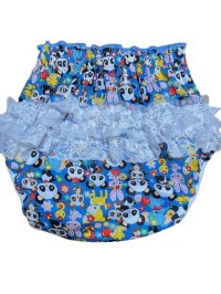 Adult Diaper Cover Panda Animal Pattern Polyurethane Waterproof Blue / Lace on Hip