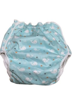 Photo1: Adult Diaper Cover Polyurethane Waterproof Whale Pattern 