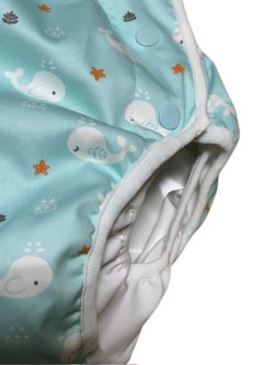 Photo2: Adult Diaper Cover Polyurethane Waterproof Whale Pattern 