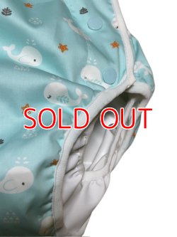 Photo2: Adult baby diaper cover polyurethane waterproof whale pattern S,5L