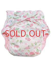 Adult baby diaper cover with rabbits and flowers pattern  waterproof waist strap  same pattern
