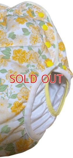 Photo2: Adult baby diaper cover with  flowers pattern