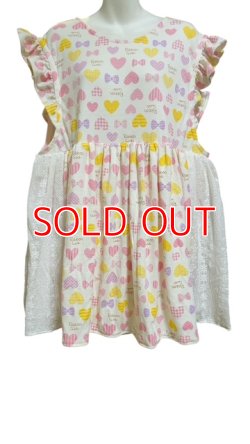 Photo3: Adult romper with skirt, heart pattern, A/XL only