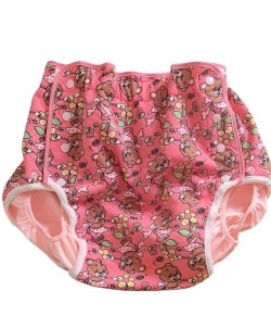 Photo1: Adult baby diaper cover with bea pattern quilt