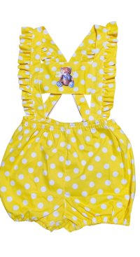Adult  Baby Romper Overalls Polka Dot/yellow