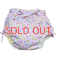 Adult baby diaper cover pants type flower pattern waist and foot strap