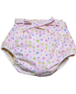 Photo1: Adult baby diaper cover pants type flower pattern waist strap