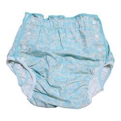 Photo1: Adult diaper cover soft light blue floral pattern PVC waterproof