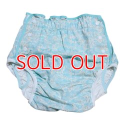 Photo1: Adult diaper cover soft light blue floral pattern PVC waterproof