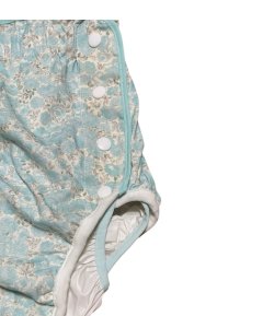 Photo2: Adult diaper cover soft light blue floral pattern PVC waterproof