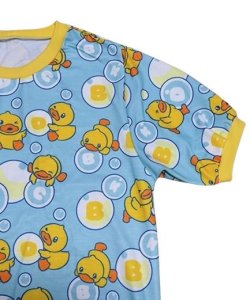 Photo2: Adult Baby Romper  Duck Pattern Short Sleeves Yellow rib XL only