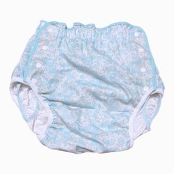 Photo1: Adult diaper cover light blue floral pattern pile waterproof