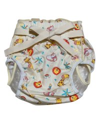 Adult Baby diaper cover animal print vinyl waterproof with waist strap