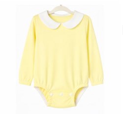Photo1: Adult Baby romper with collar/yellow
