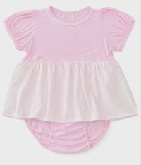 Adult Baby Pink Skirted Romper with Flowy Skirt & Short Sleeves