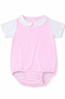 Photo1: Adult Baby romper short sleeves / baby pink