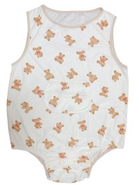 Adult Baby sleeveless romper with bear print terry cloth