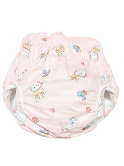 Photo1: Adult Baby Diaper Cover  Baby Pink Bunny and Duck Print Pile waterproof