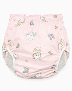 Photo1: Adult Baby Diaper Cover  Baby Pink Bunny and Duck Print  vinyl  waterproof
