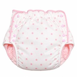Photo1: Adult Diaper Cover – Pink Polka Dot Cotton with Urethane Waterproof Lining