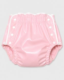 Photo1: Adult Diaper Cover – Baby Pink Urethane Waterproof Glossy Cover