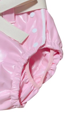Photo2: Adult Diaper Cover – Baby Pink Urethane Waterproof with Adjustable Waist Tie
