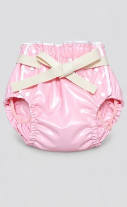 Photo1: Adult Diaper Cover – Baby Pink Urethane Waterproof with Adjustable Waist Tie
