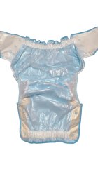 Other Images3: Adult Diaper Cover – Baby Blue Polka Dot Cotton with Vinyl Waterproof Lining