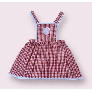 Photo: Adult baby red checkered apron-style baby dress