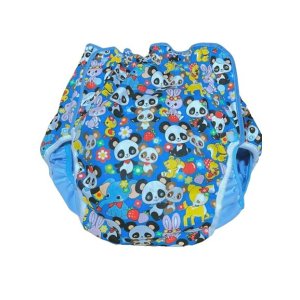 Photo: Adult Diaper Cover Panda Animal Pattern Polyurethane Waterproof Blue