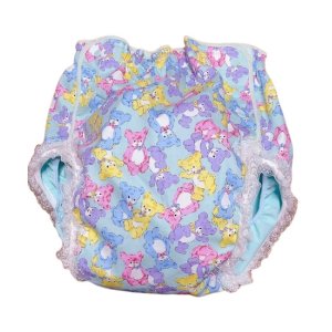 Photo: Adult Diaper Cover Teddy Bear Pattern Polyurethane Waterproof Light Blue /Lace