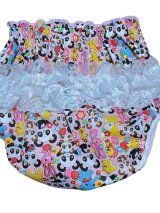 Photo: Adult Diaper Cover Panda Animal Pattern Polyurethane Waterproof Pink / Lace on Hip