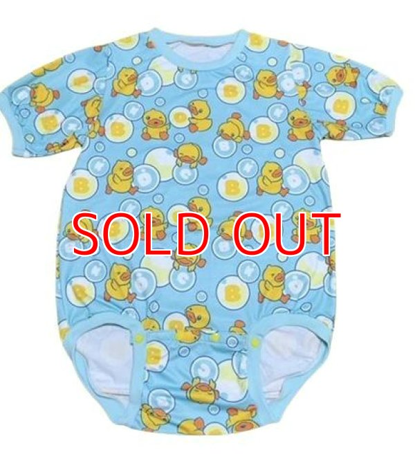 Photo1: Adult Baby Romper  Duck Pattern Short Sleeves