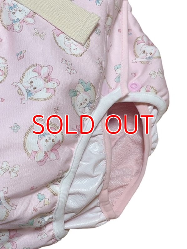 Photo2: Adult baby diaper cover rabbit pattern with pile waterproof waist strap/M,M´only
