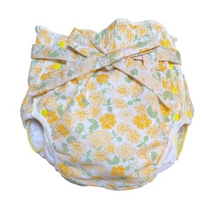 Photo: Adult baby diaper cover with  flowers pattern waist strap 