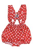 Photo2: Adult  Baby Romper Overalls Polka Dot/Red
